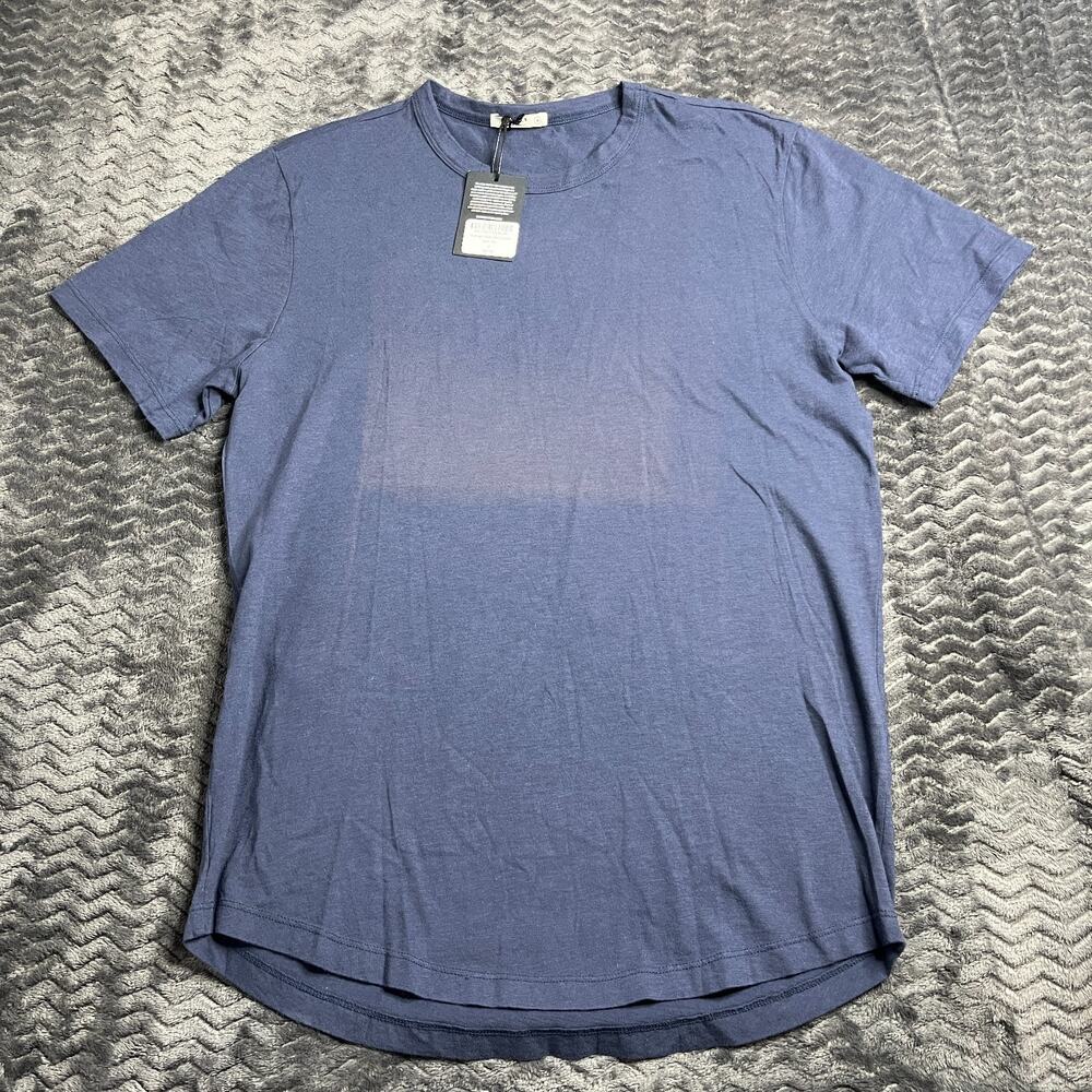 Buck Mason Midnight Slub Curved Hem Tee Men Size M Navy NWT